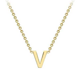 9ct Yellow Gold Necklace with Initial V 38+5cm
